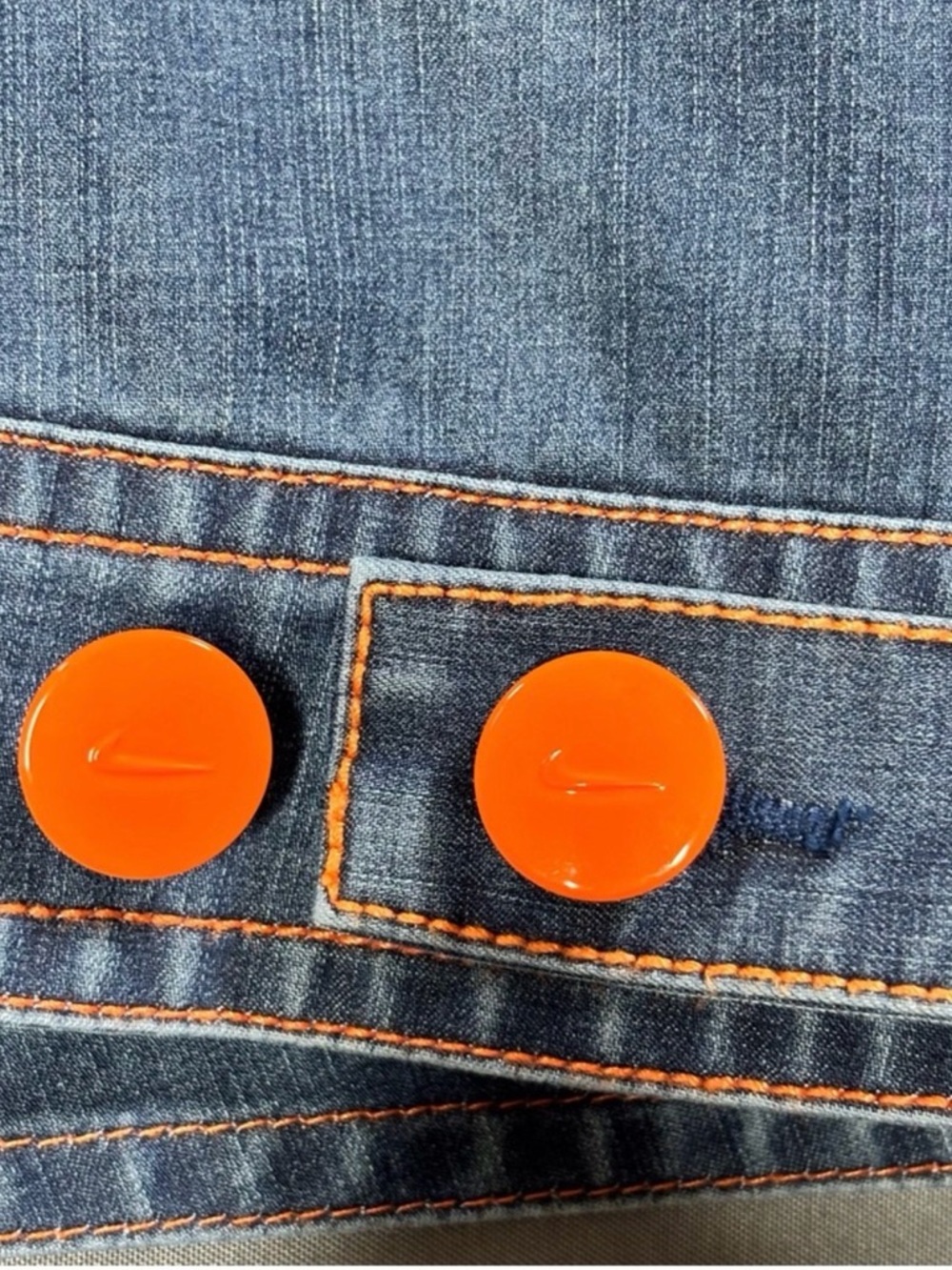 Vintage Nike Blue Denim Jacket with Orange Accents - Picture 6 of 10